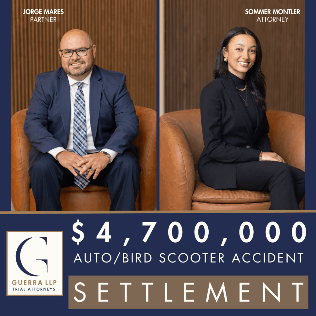 Jorge Mares and Sommer Montler helping a client injured in an auto accident bird scooter incident.