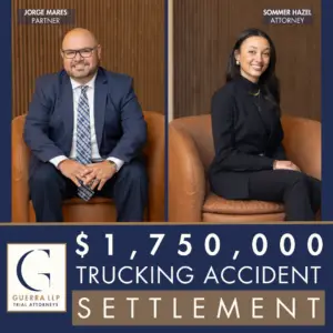 Attorneys Jorge Mares and Sommer Hazel helped our client in a dump truck accident get a settlement