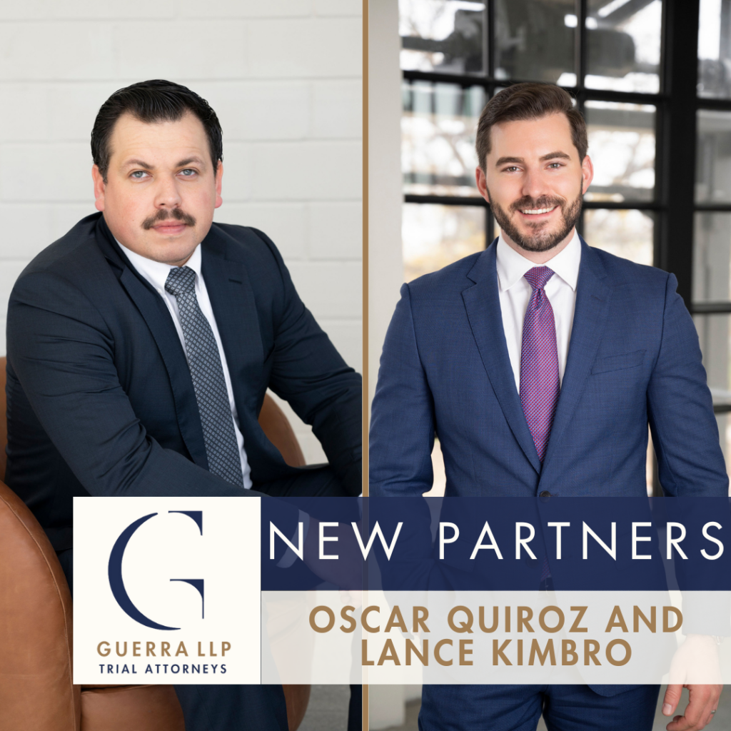 New partners at Guerra LLP Oscar Quiroz and Lance Kimbro